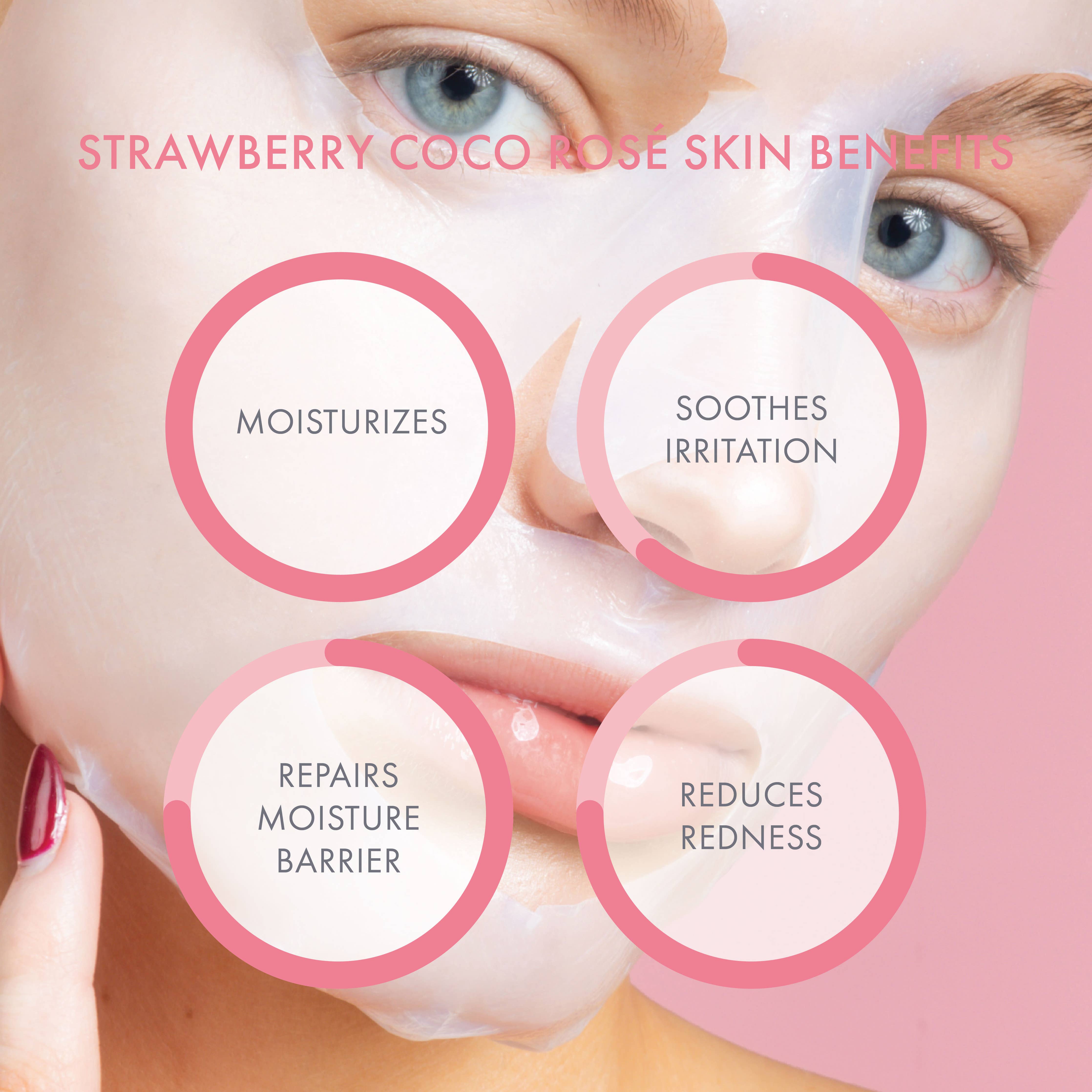 Strawberry Coco Rosé Soothing Biocellulose Mocktail Mask - Pooka Pure and Simple