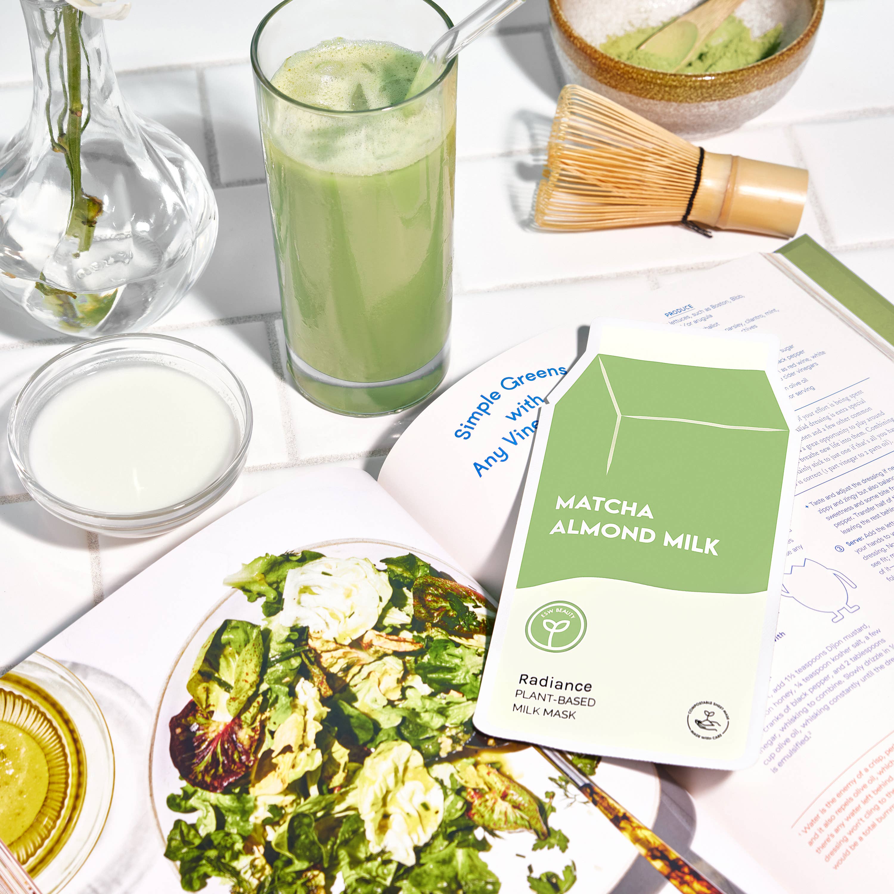 Matcha Almond Milk Radiance Plant-Based Milk Sheet Mask - Pooka Pure and Simple