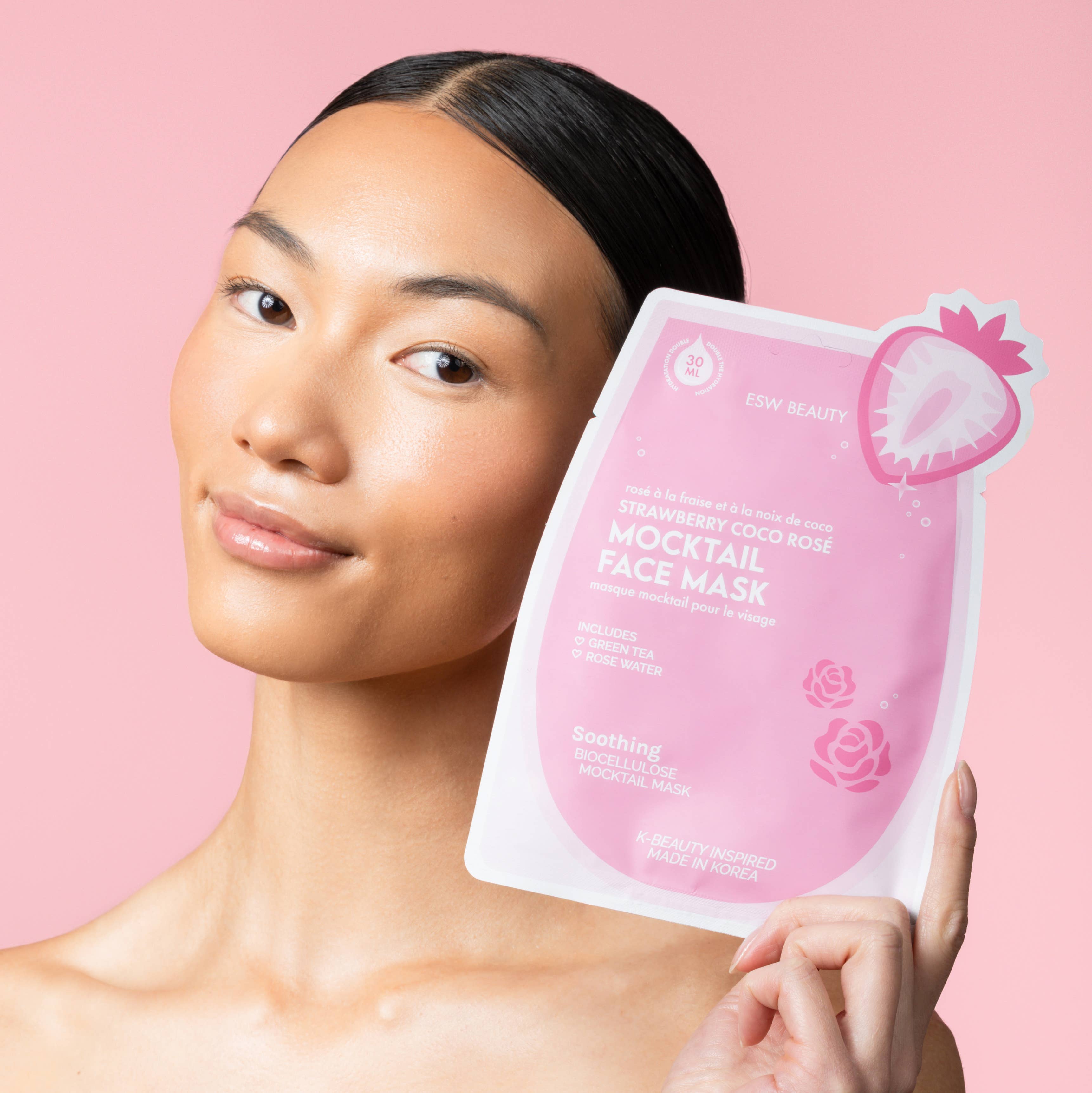 Strawberry Coco Rosé Soothing Biocellulose Mocktail Mask - Pooka Pure and Simple