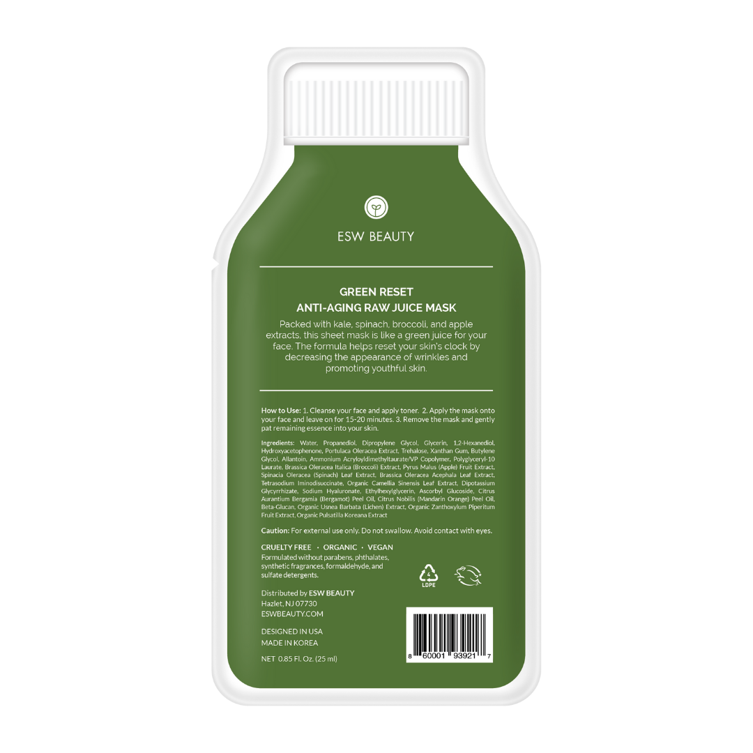 Green Reset Anti Aging Raw Juice Sheet Mask - Pooka Pure and Simple